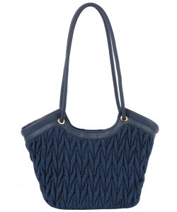 Chevron Quilted Denim Tote Bag L0352M DENIM